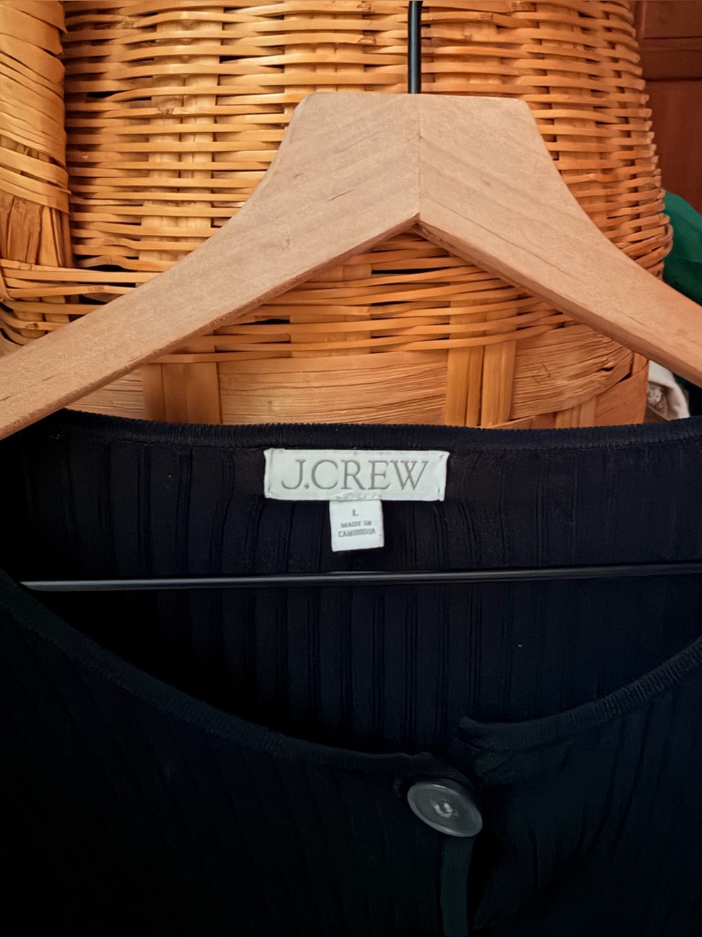 J. Crew Black Ribbed Button-Front Top - Picture 2 of 3